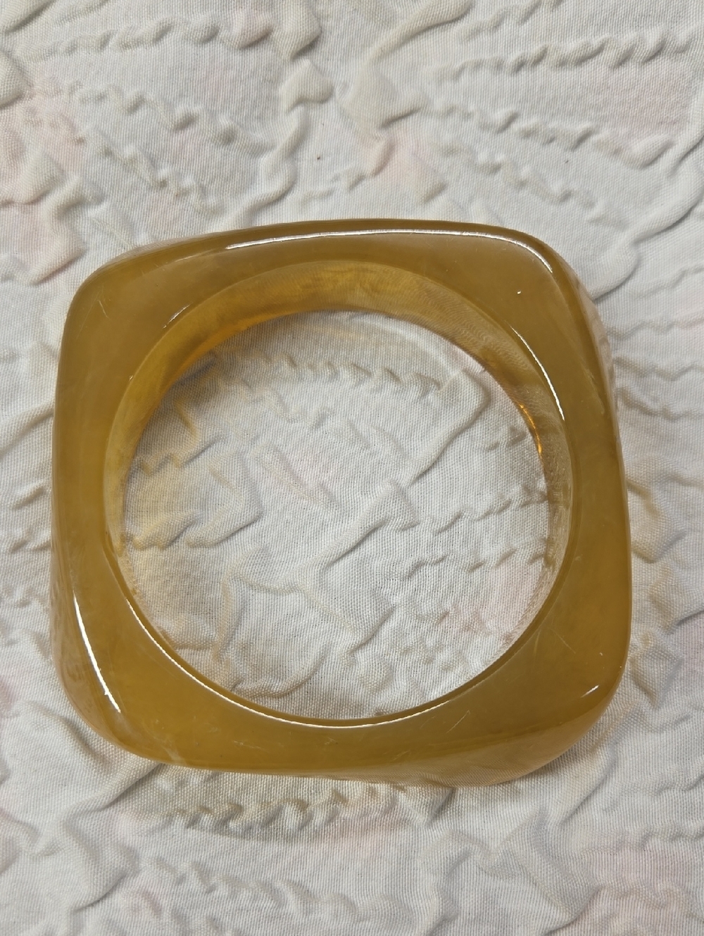 Vintage Square Acrylic Bangle in Honey Amber